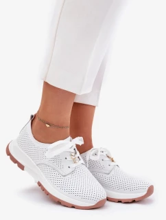 Dámské kožené polobotky s připínacím doplňkem Artiker – bílé