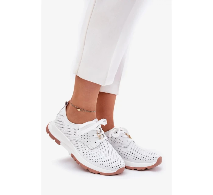 Dámské kožené polobotky s připínacím doplňkem Artiker – bílé