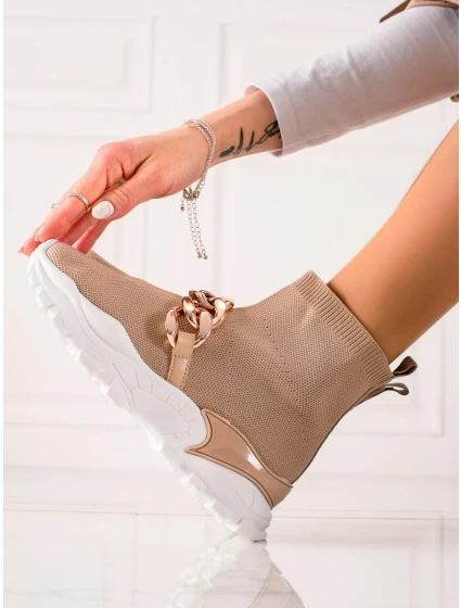 Trendy hnědé dámské tenisky bez podpatku Trendy hnědé dámské tenisky bez podpatku