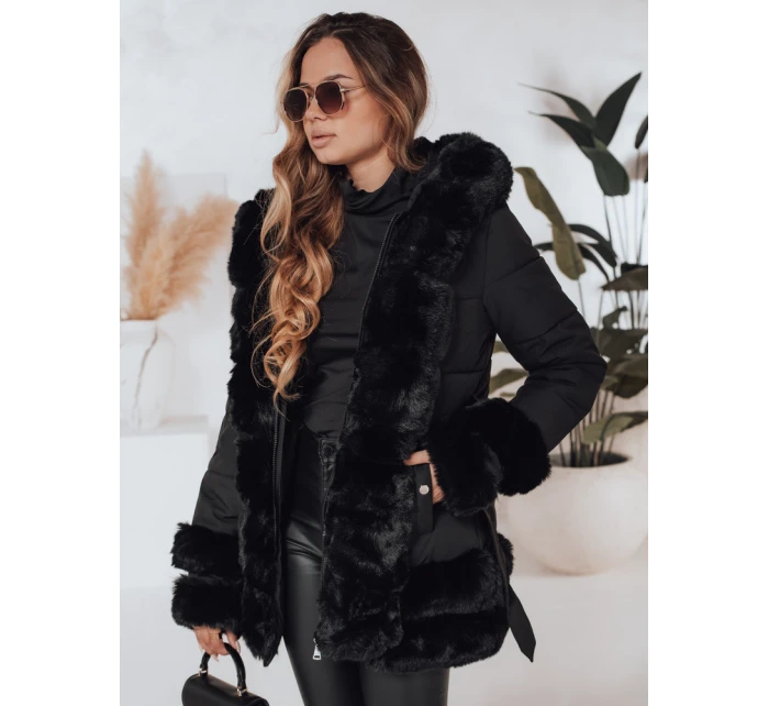 CITYGLANCE dámská zimní bunda s umělou kožešinou černá FashionStreet TY5045