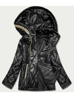 Černá dámská bunda s ozdobným lemováním (B8097-1)