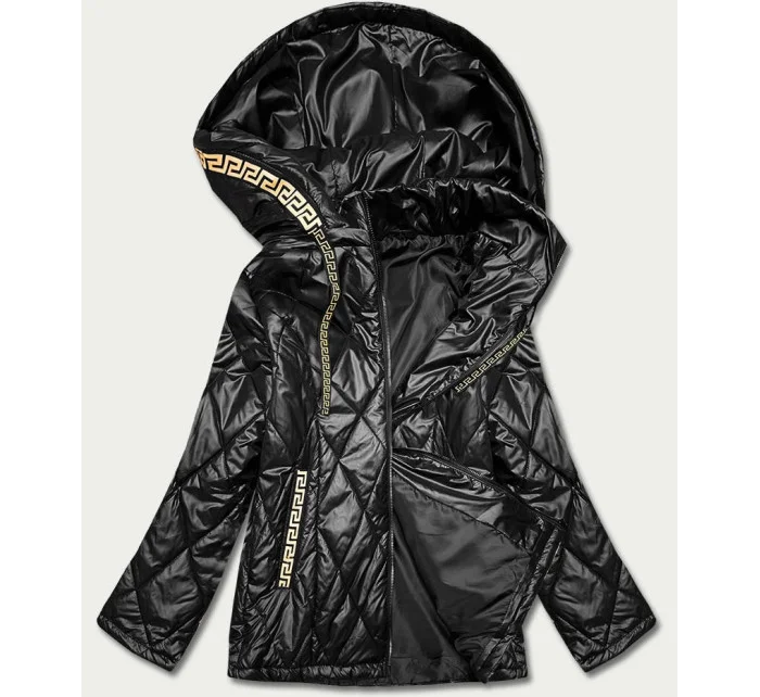 Černá dámská bunda s ozdobným lemováním (B8097-1) Černá dámská bunda s ozdobným lemováním (B8097-1)