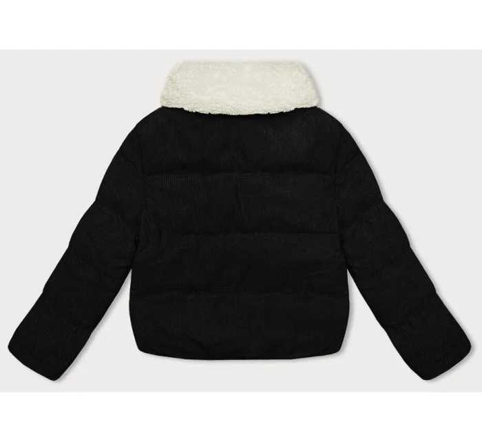 Černá dámská manšestrová bunda s vysokým stojáčkem J Style (5M3230-392)