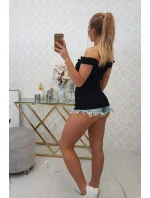 Španělská halenka s volánky černá