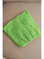 Dámská zimní čepice s vlnou v kočičím střihu z pruhované pleteniny K419 zelená