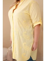 Dámská Plus Size s a ohrnutým rukávem žlutá model 21959160 - K-Fashion