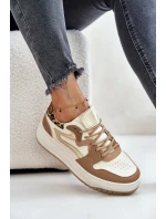 Dámské sneakersy z eko kůže na platformě leopardí béžové model 21671309 - Boto Dámské sneakersy z eko kůže na platformě leopardí béžové model 21671309 - Boto