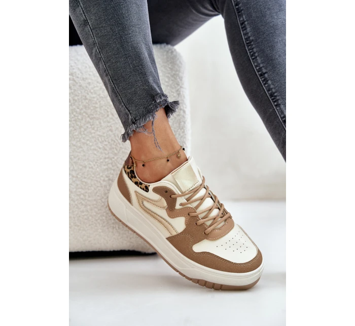 Dámské sneakersy z eko kůže na platformě leopardí béžové model 21671309 - Boto Dámské sneakersy z eko kůže na platformě leopardí béžové model 21671309 - Boto
