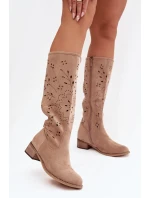 Dámské kozačky na podpatku – khaki model 21837078 - Kesi