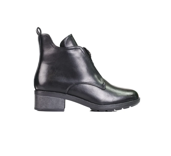 Stylové černé dámské  kotníčkové boty na plochém podpatku