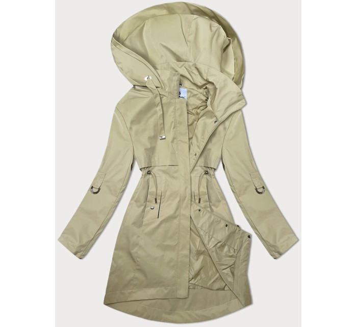 Jednoduchý béžový kabát s odepínací kapucí Glakate (LU98028#)