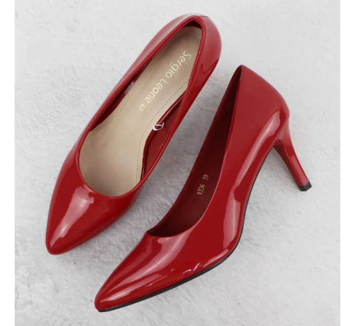 Dámské lodičky na jehlovém podpatku červené Sergio Leone 1336