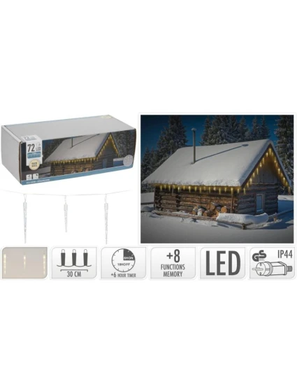 LED SVĚTLA VENKOVNÍ 72 VEDL TEPLÁ BÍLÁ ČASOVAČ