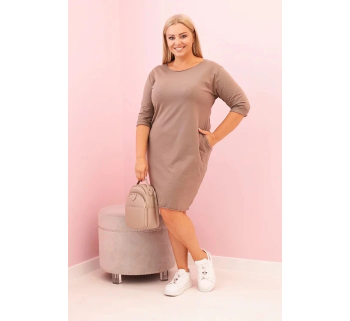 Dámská Plus Size z bavlnou s střihem a rukávem 3/4 fango model 21259078 - K-Fashion