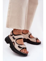 Kožené Dámské Sandály Se  Béžové model 21696023 - Artiker