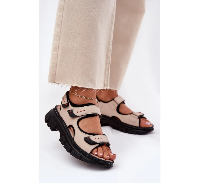 Kožené Dámské Sandály Se  Béžové model 21696023 - Artiker