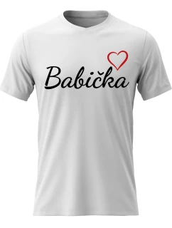 Dámské bavlněné tričko s potiskem - BABIČKA - bílé