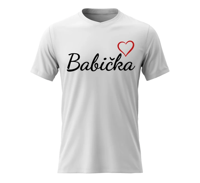 Dámské bavlněné tričko s potiskem - BABIČKA - bílé