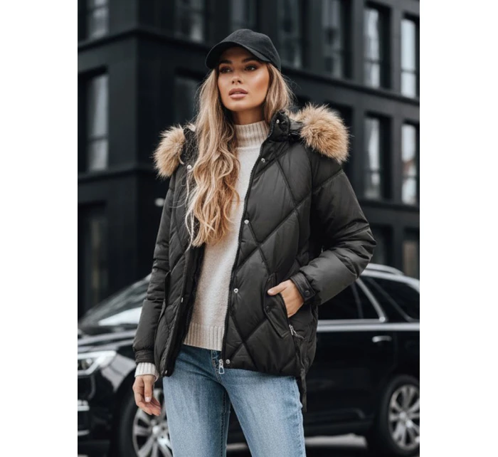 Dámská zimní prošívaná bunda s kapucí černá FashionStreet TY5232