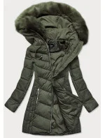 DŁUGA PIKOWANA KURTKA DAMSKA ZIMOWA KHAKI model 21241976 - Libland