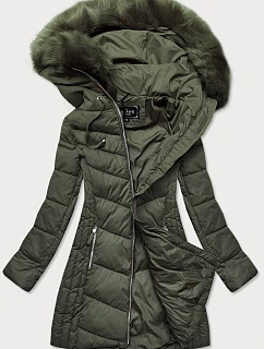DŁUGA PIKOWANA KURTKA DAMSKA ZIMOWA KHAKI model 21241976 - Libland
