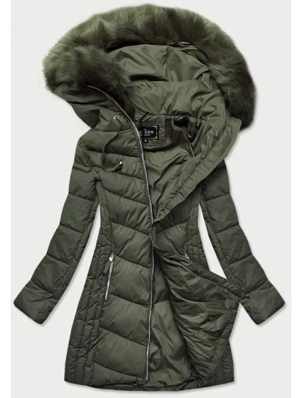 DŁUGA PIKOWANA KURTKA DAMSKA ZIMOWA KHAKI model 21241976 - Libland