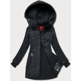 dámská mikina v grafitové barvě z různých spojených materiálů model 21308830 - LHD dámská mikina v grafitové barvě z různých spojených materiálů model 21308830 - LHD