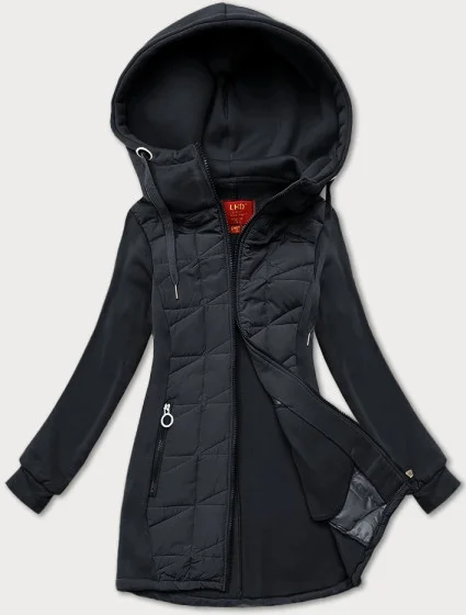 Dámská rozepínací mikina v grafitové barvě z různých materiálů LHD (AMG-165)