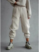 Béžový dámský bavlněný teplákový komplet s krátkou mikinou model 20905684 - Moon