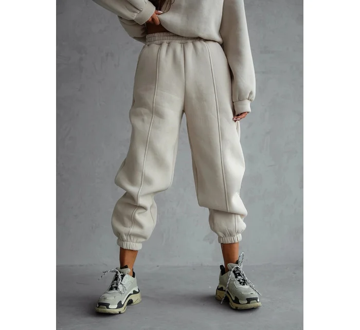 Béžový dámský bavlněný teplákový komplet s krátkou mikinou model 20905684 - Moon