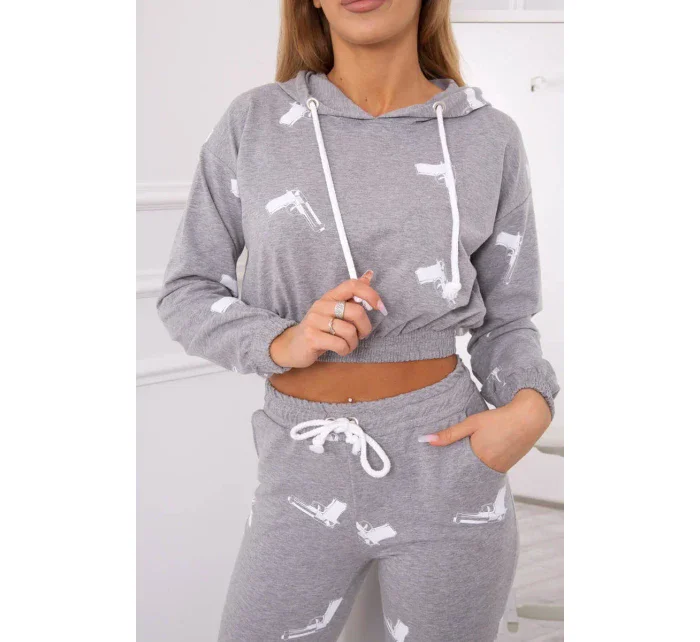 Sada s potiskem pistole šedá