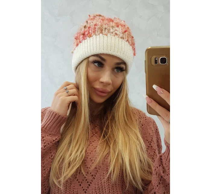 Bubble hat K219 ecru+malmine
