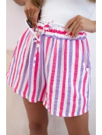 Dámské pruhované bavlněné šortky fialka