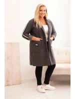 Dámský kabát Plus Size z s kapsami grafitový model 21297076 - K-Fashion Dámský kabát Plus Size z s kapsami grafitový model 21297076 - K-Fashion