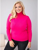 Dámský svetřík z viskózy Plus Size s rolákem v klasickém střihu fuchsiová Dámský svetřík z viskózy Plus Size s rolákem v klasickém střihu fuchsiová