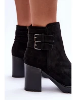 Kožené Boty Na Podpatku Černé model 21632219 - Boto