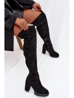 Dámské kozačky nad koleno na  semišová černá model 21757635 - Boto