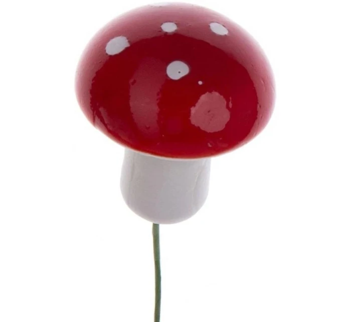 DEKORATIVNÍ FIGURKY HOUBY MUCHOMŮRKY NA DRÁTĚ 9KS