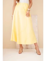 Dámská viskózová rozšířená sukně žlutá