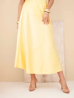 Dámská viskózová rozšířená sukně žlutá