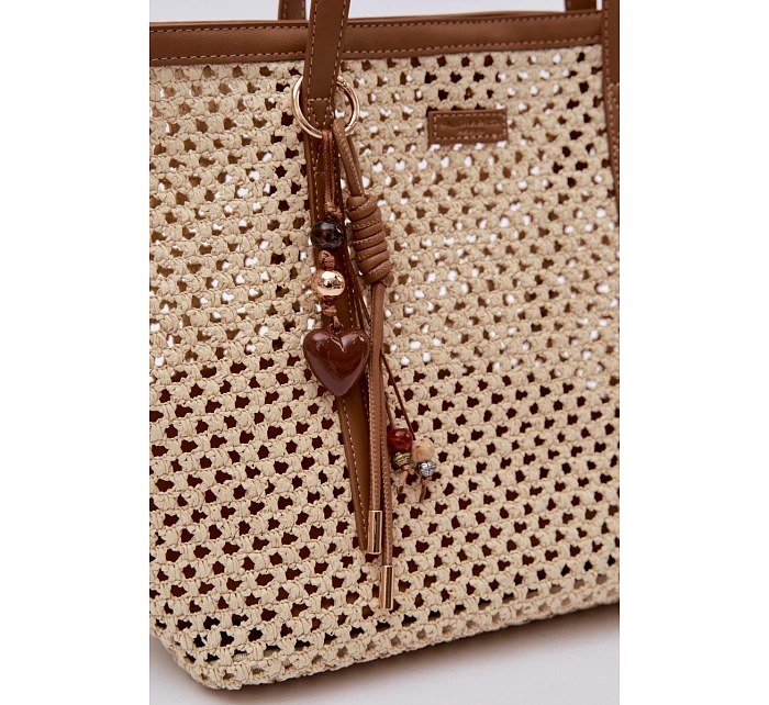 Pletená taška typu Shopper s přívěskem Béžová model 22111688 - Flora&Co