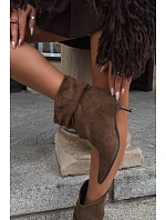 Přezkové kotníkové boty typu Slouchy na podpatku Khaki Loralia Přezkové kotníkové boty typu Slouchy na podpatku Khaki Loralia