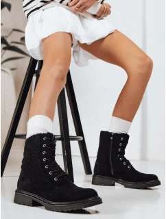 Dámské semišové šněrovací boty černé FashionStreet ZY1231