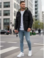 Pánská přechodná bunda s kapucí černá FashionStreet TX5133 Pánská přechodná bunda s kapucí černá FashionStreet TX5133