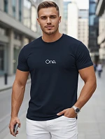 Pánské bavlněné tričko s potiskem tmavě modré FashionStreet NX5125R
