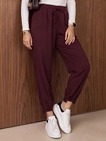 Dámské jogger kalhoty s gumou v pase, bordové, FashionStreet UY3153