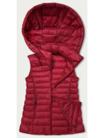 Červená dámská prošívaná vesta s kapucí (16M9139-270)