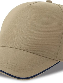 Atlantis Headwear Recy Five Piping 5 panelová sandwich kšiltovka 33.0282 khaki/navy