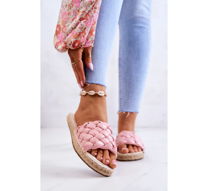 Kožené pletené pantofle Big Star JJ274921 Růžová