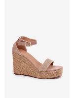 Dámské Sandály Na Klínu S Pletením Khaki model 21687944 - Boto